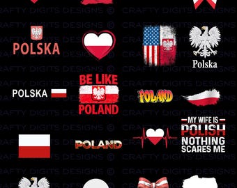 Polish PNG Bundle, Polish Pride Png, Polish Eagle, Poland Flag PNG, Polish American Heritage, Polska Patriotic Designs, 20 PNG