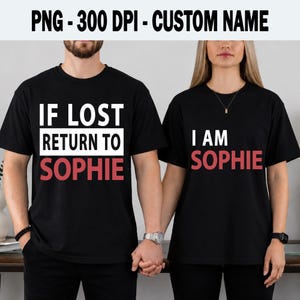 Personalisierte „Bei Verlust zurück zu“-Namens-PNG-Datei, individuelles Partner-Shirt-Design, Familienurlaub-Sublimationsdruck, lustige Reise-Namens-PNG-Datei
