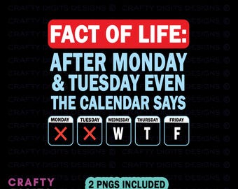 Funny Calendar WTF PNG, Sarcastic Work Humor Design (Digital Download)
