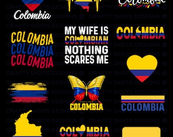 Paquete de imágenes PNG de Colombia, diseños patrióticos de la bandera colombiana, imágenes PNG para amantes de Colombia, orgullo colombiano, +13 archivos PNG para descarga digital
