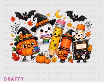 Halloween Teacher PNG, Spooky School PNG, Ghost Pumpkin Teacher, Pencil Crayon PNG, Fall Classroom, Cute Halloween design (Digital Download