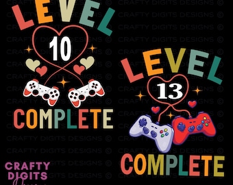 PNG de cumpleaños de gamer personalizado: Diseño personalizado de nivel completo, aniversario de gamer (descarga digital)