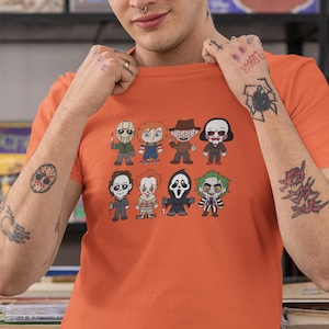 Cartoon Horror Squad shirt, Funny Horror Graphic Tee, Scary Movie Fan Gift, Unique Horror Squad Merch for Horror Lovers