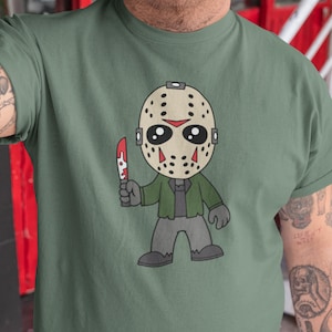 Cartoon Jason shirt, Funny Horror Graphic Tee, Scary Movie Fan Gift, Unique Jason Merch for Horror Lovers