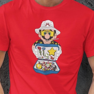 Mash-Up Tee, Retro Game Icon Funny Cartoon Mashup Graphic T-Shirt, Cool Graphic Tee for Gamers and Retro Fans, Gift for Gamers