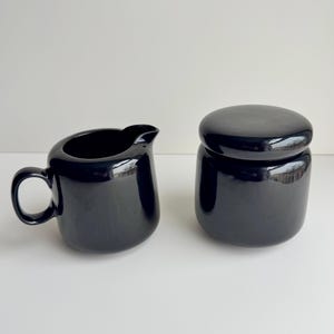 Vintage Black Japanese Ceramic Creamer and Sugar Set Made in Japan