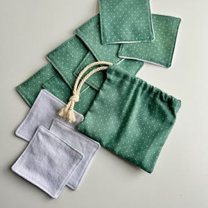 Handmade Washable Makeup Remover Cotton Face Pads - Set of 10 Face Pads with Drawstring Bag