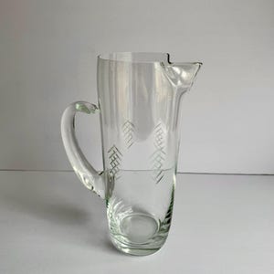 Vintage Art Deco Etched Glass Cocktail Martini Pitcher