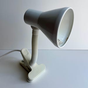 Vintage White Adjustable Clip-on Gooseneck Desk Lamp Task Lamp