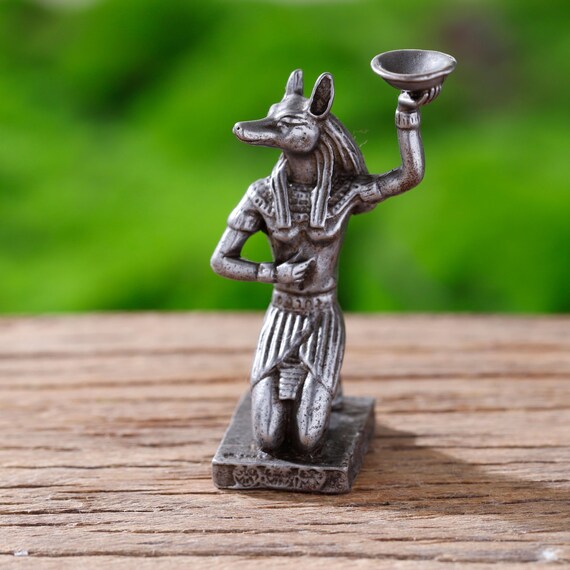 Mini Anubis Statue: Antique Copper Iron Egyptian Decor