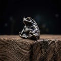 Tiny Meditating Frog, Miniature Brass Zen Toad Statue, Small Yoga Animal Figurine, Antique Metal Desk Pet