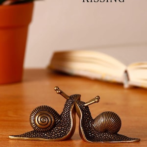Brass Snail Couple Figurines, Cozy Desk Companion, Spring Decor Gift