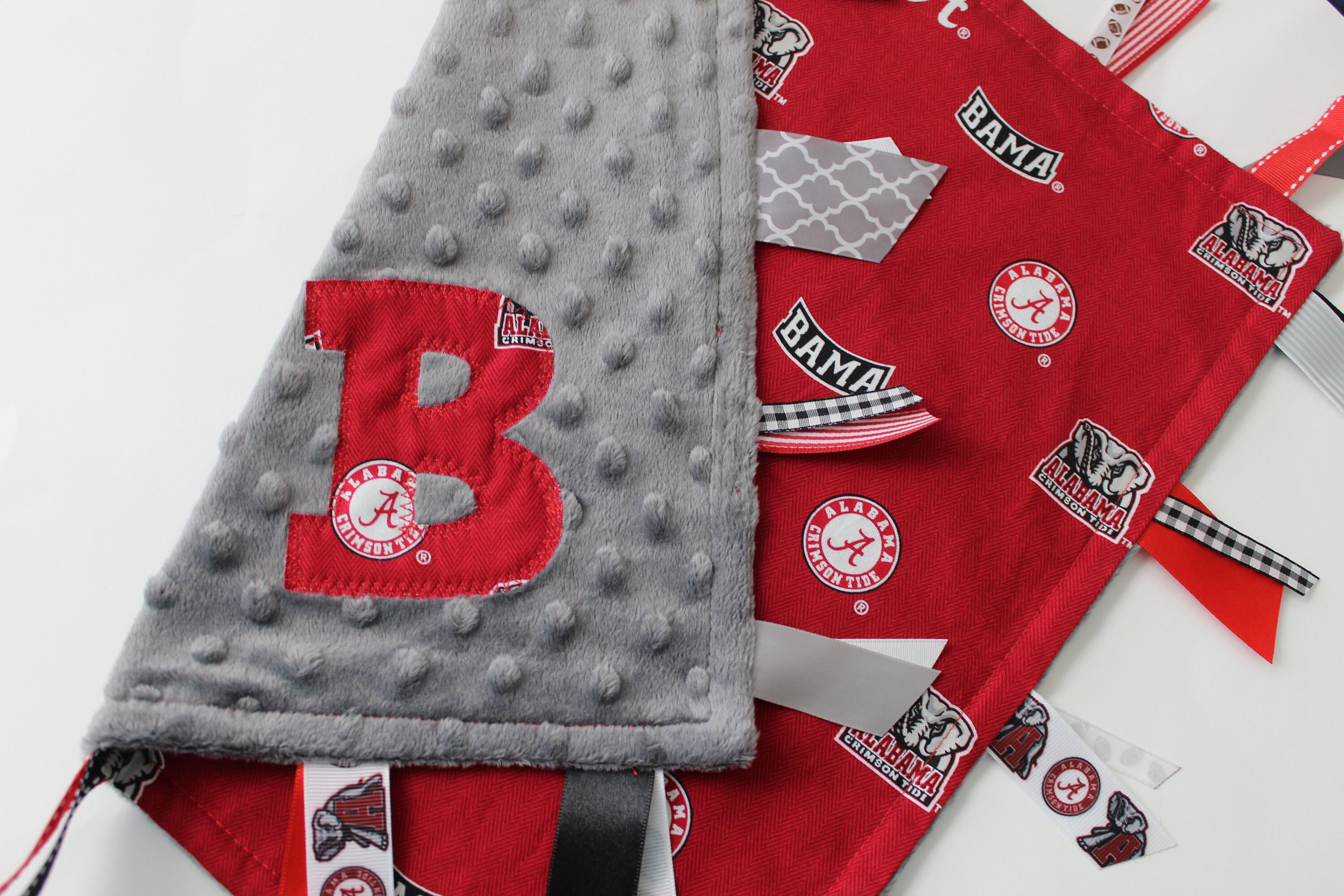 taggie blanket personalized baby gift Crimson Tide gray Etsy