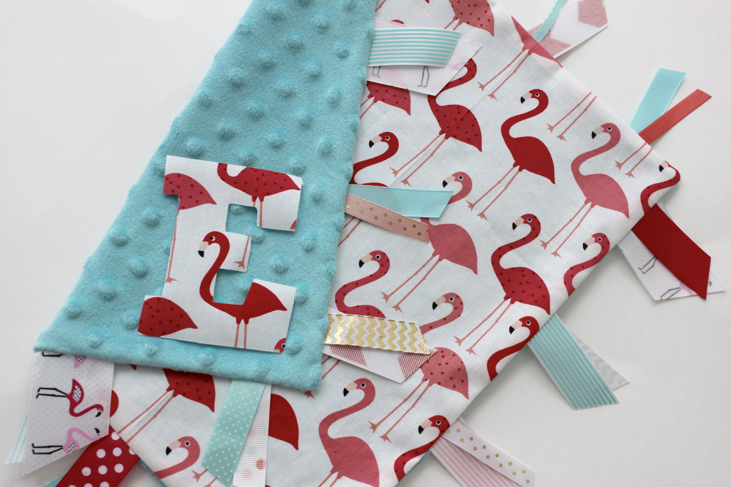 Taggie blanket personalized baby girl gift flamingos Etsy