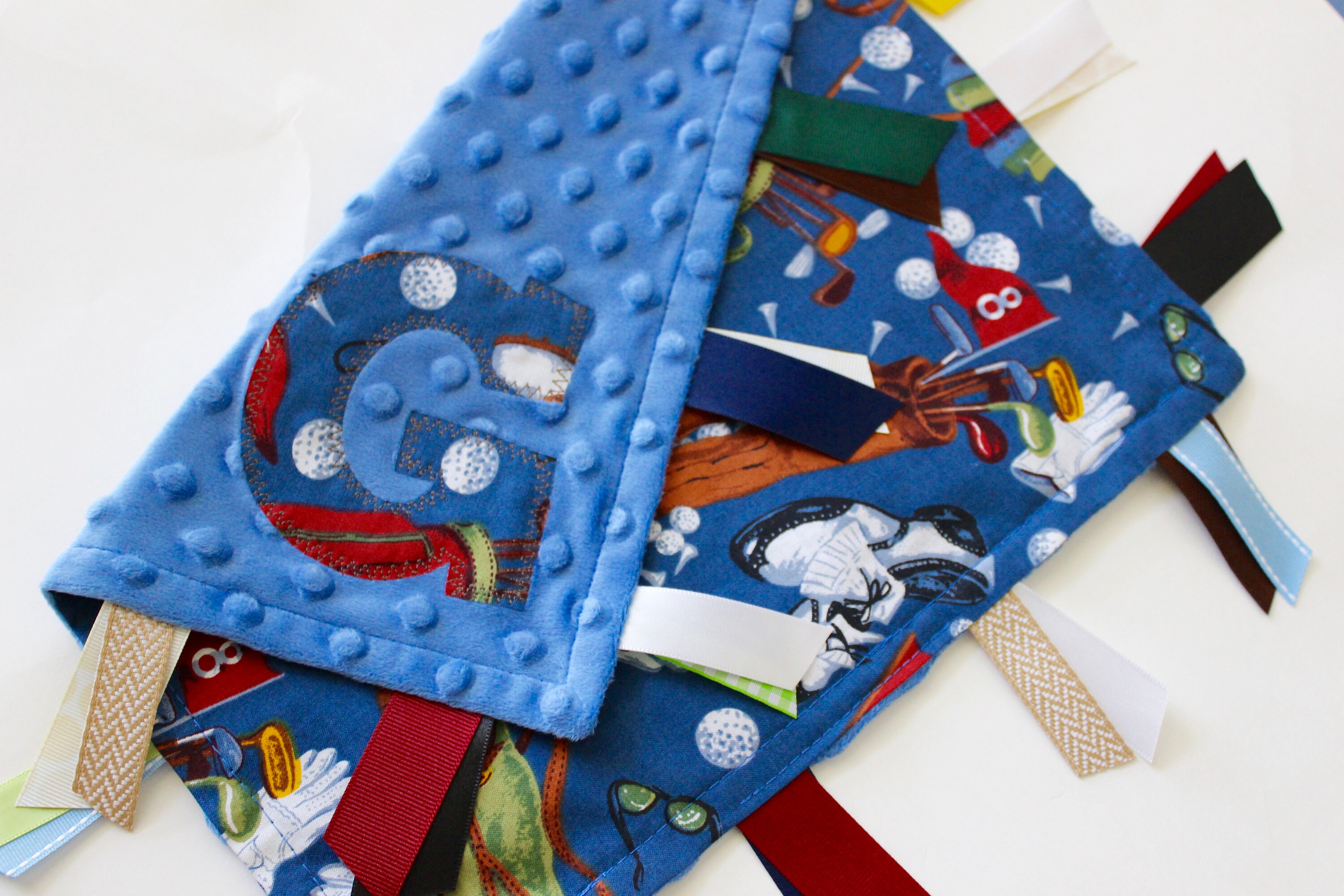 Taggie blanket baby gift golf boy personalized minky Etsy