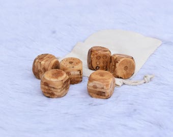 Hand-Carved Bone Dice Set: Antique Look, Role-Playing, Gift