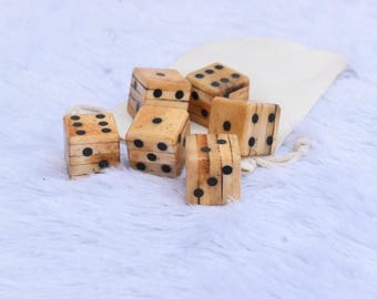 Handmade Bone Dice Set: Rustic RPG Gaming Dice