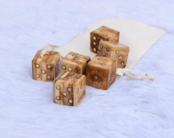 Antique Bone Dice Set: Handmade Rustic D6 Gaming Dice