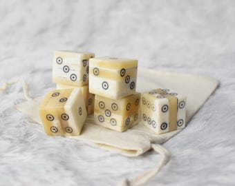 Handmade White Bone Dice Set 20mm | RPG Gaming Dice