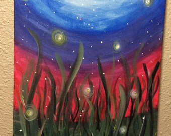 Fireflies acylic painting modern abstract home decor