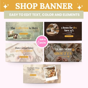 Shop Banner Boho Pink Orange, Canva Template, Shopify Banners Customizable Color, Canva Editable Website Banner E-commerce Store Design Cute