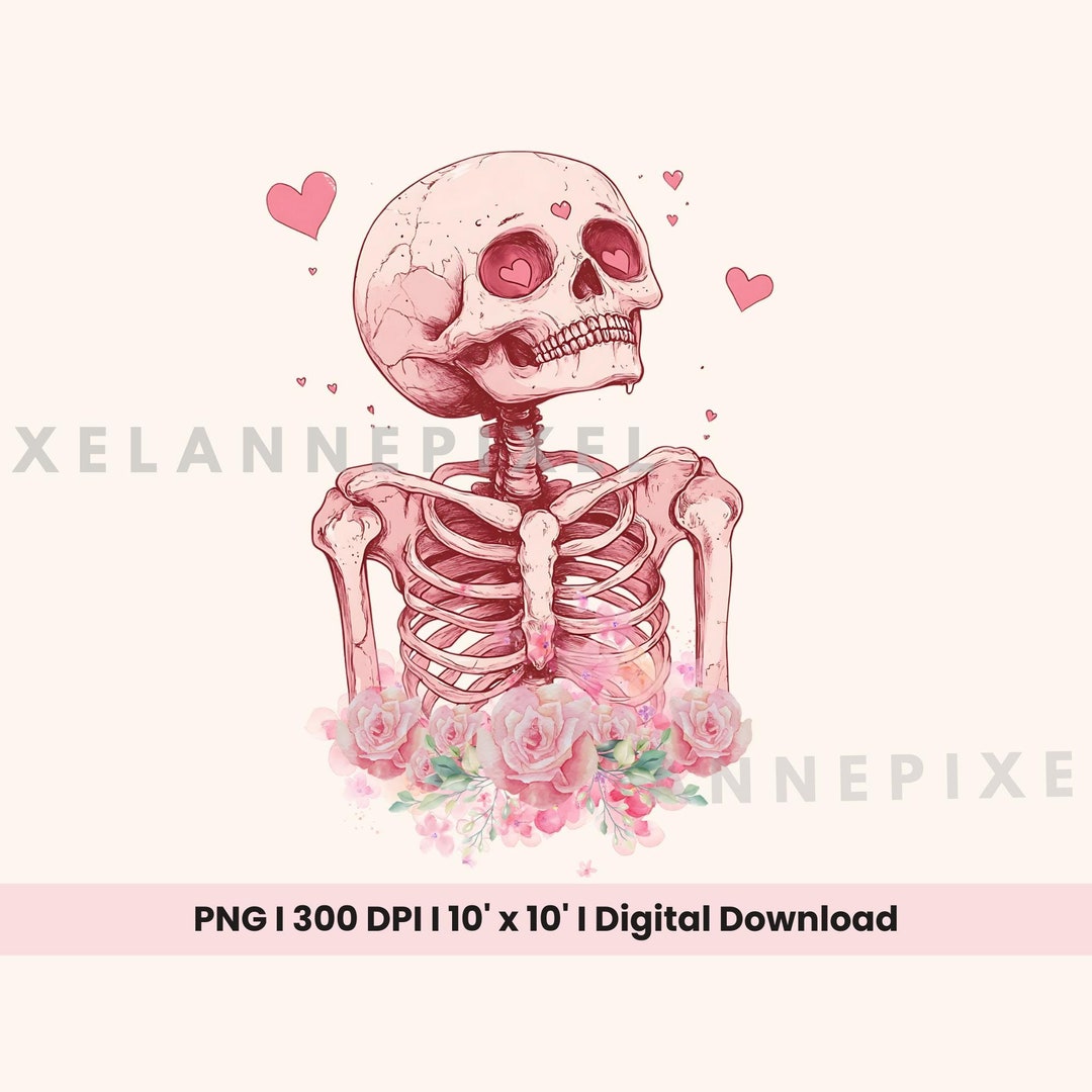 Pink whimsical skeleton