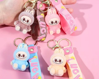 Labubu, llavero con dije para bolso, llavero estilo Kawaii, dije suave para mini mochila, regalo, accesorio para el día a día