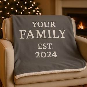 パーソナライズされた姓ブランケット、カスタム姓シェルパスロー、新築祝い、結婚祝い、家族へのクリスマスプレゼント