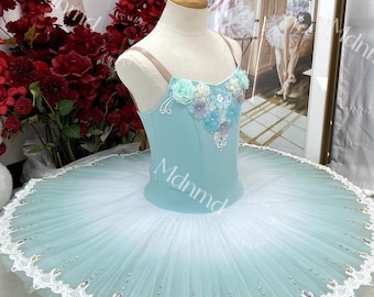 Custom Ballet Tutu Mint Green Bodice with Flower Embellishments