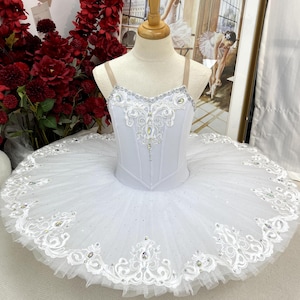 Tutu baletowy White Swan, tutu naleśnikowy, kostium baletnicy, ręcznie robiony, na zamówienie dla dzieci i dorosłych