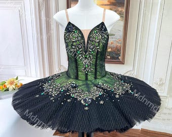 Green and Black Classical Ballet Pancake Tutu | Professional Custom Handmade for Competitions & Variations