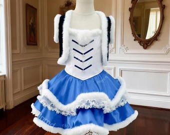 Handmade Blue & White Rabbit Ballet Tutu: Plush Fur Costume