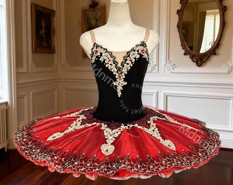 Black Red Professional Ballet Tutu | Don Quixote Kitri Classical Pancake Tutu