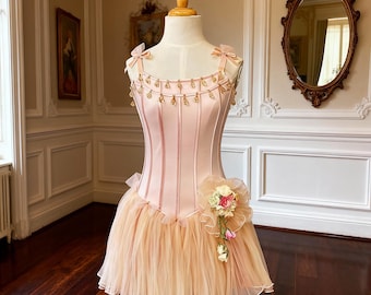 Handmade Pink Ballet Tutu: Crystal Bodice, Tulle Bows