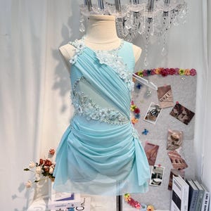 Baby Blue Lyrical Diamond Dance Costume Jazz Dance Figure Skating Rhythmic Gymnastics