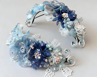 Custom Ballet Headpiece with Flowers & Crystals | Handmade Dance Accessory for Giselle, or Classical Ballets
