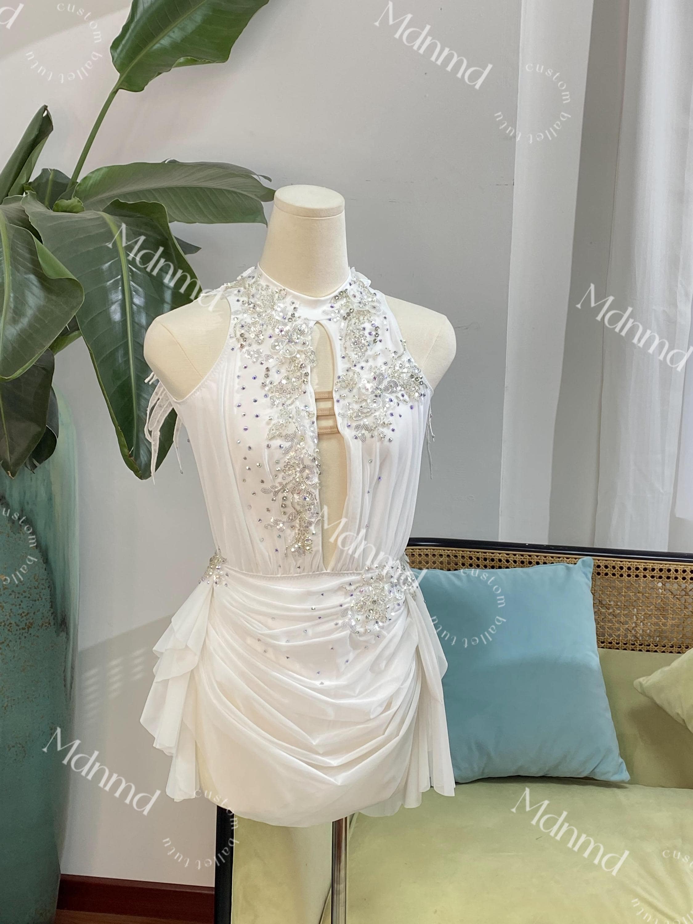 white contemporary dance dress Modern Ballet Dresses for Women Girls Opening – New With Tag Material ZALDITA Women's Single Long Sleeve