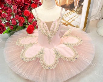 Pink Professional Beauty Fairy Tutu | Gold Embroidery Classical Costume | Custom Ballet Dress