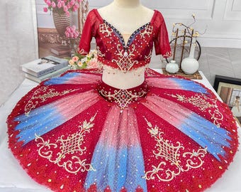 Red Pirate Ballet Tutu Dress: Professional Performance Costume
