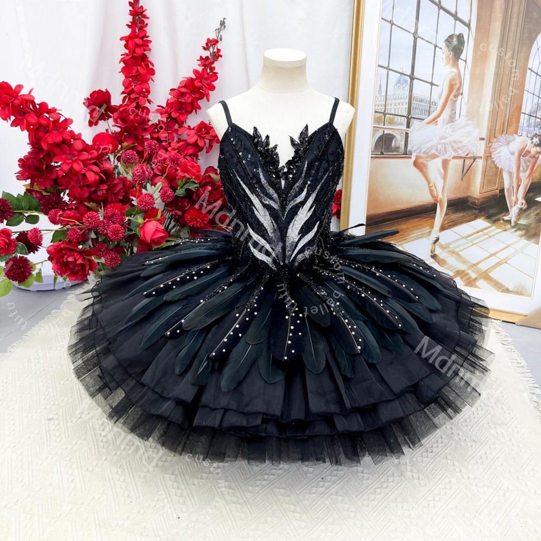 Black Swan Professional Ballet Tutu – Handmade Feathers, Custom Fit for ...