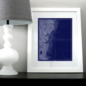 Mappa di St Simons Island Georgia Stampa artistica Doboy Sound Fernandina Mappa della carta nautica 1957 Blu scuro DOWNLOAD ISTANTANEO Arte da parete stampabile, 16 x 20