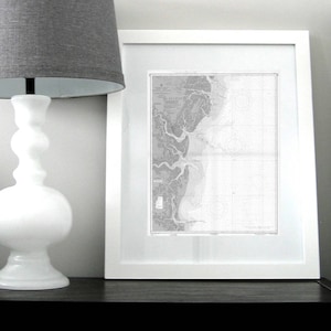 Mappa di St Simons Island Georgia Doboy Sound Fernandina Carta nautica Mappa 1957 Grigio DOWNLOAD DIGITALE Arte stampabile 16 x 20, Mappa Stampe d'arte murali