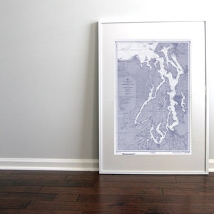 Puget Sound Washington State Nautische Karte 1957 Blau, Herunterladbarer Druck, 20 x 30, Karte Kunstdrucke, druckbare Wandkunst, San Juan Inseln