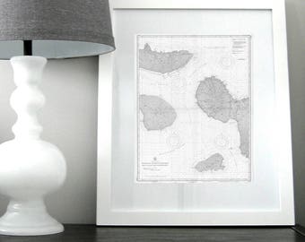 Hawaiian Islands Nautical Chart Map 1952 Blue DIGITAL PRINT, Downloadable, 16 x 20, Map Art Prints, Printable Wall Art, Hawaii Map