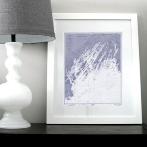 Casco Bay Maine Seekarte Karte 1963 Light Blue DIGITAL PRINT zum Download 16 x 20 ART, Poster Kunstdruck