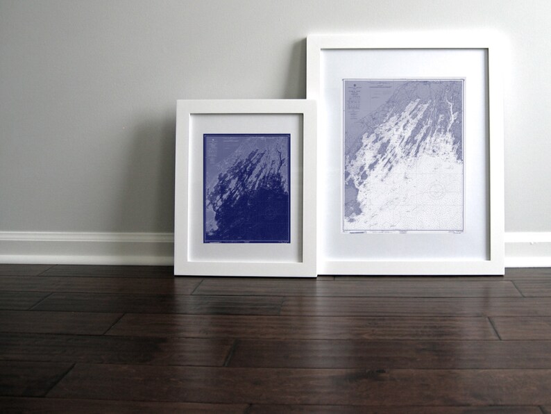 Casco Bay Maine Nautical Chart Map 1963 Dark Blue DIGITAL PRINT for