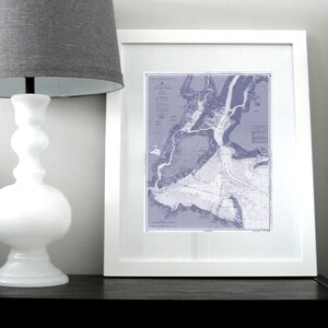 New York Harbor Nautical Chart Map 1963 Blue, DIGITAL PRINT for Download, 16 x 20 PRINT, Map Art Prints, Map Wall Art, Nautical Decor