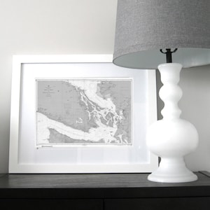 Estrecho de Juan de Fuca Carta Náutica de Washington Mapa 1957 Gris IMPRESIÓN DIGITAL 16 x 20, Mapa Arte Impresiones, Arte Mural Imprimible, Decoración Náutica