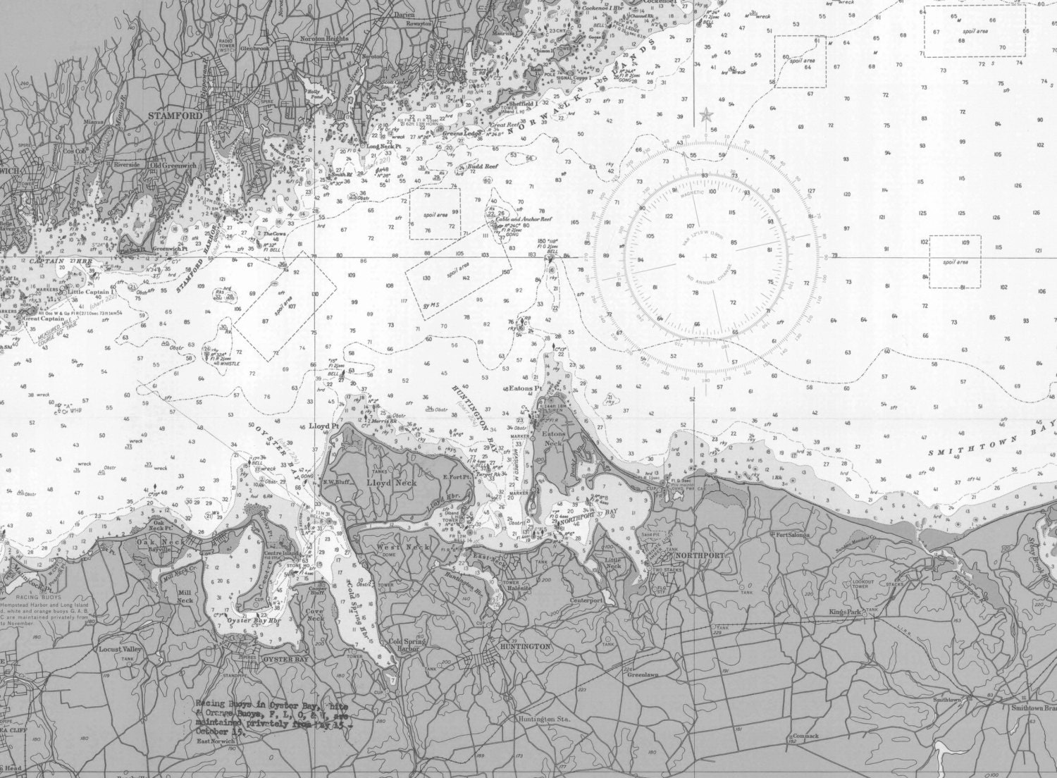 Long Island Sound Nautical Chart 1958 Vintage Map Art (digital Print