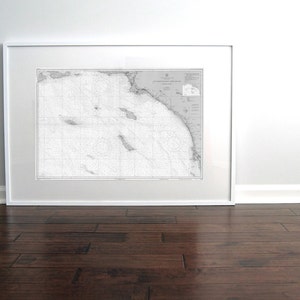 California Coast Nautical Chart Map: 1947 Vintage Style Art Print (Digital Download)